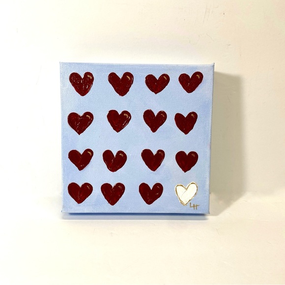 ORIGINAL HANDMADE Acrylic Heart Art on 6”x6”x1.5” Gallery Wrapped Canvas - Picture 5 of 9